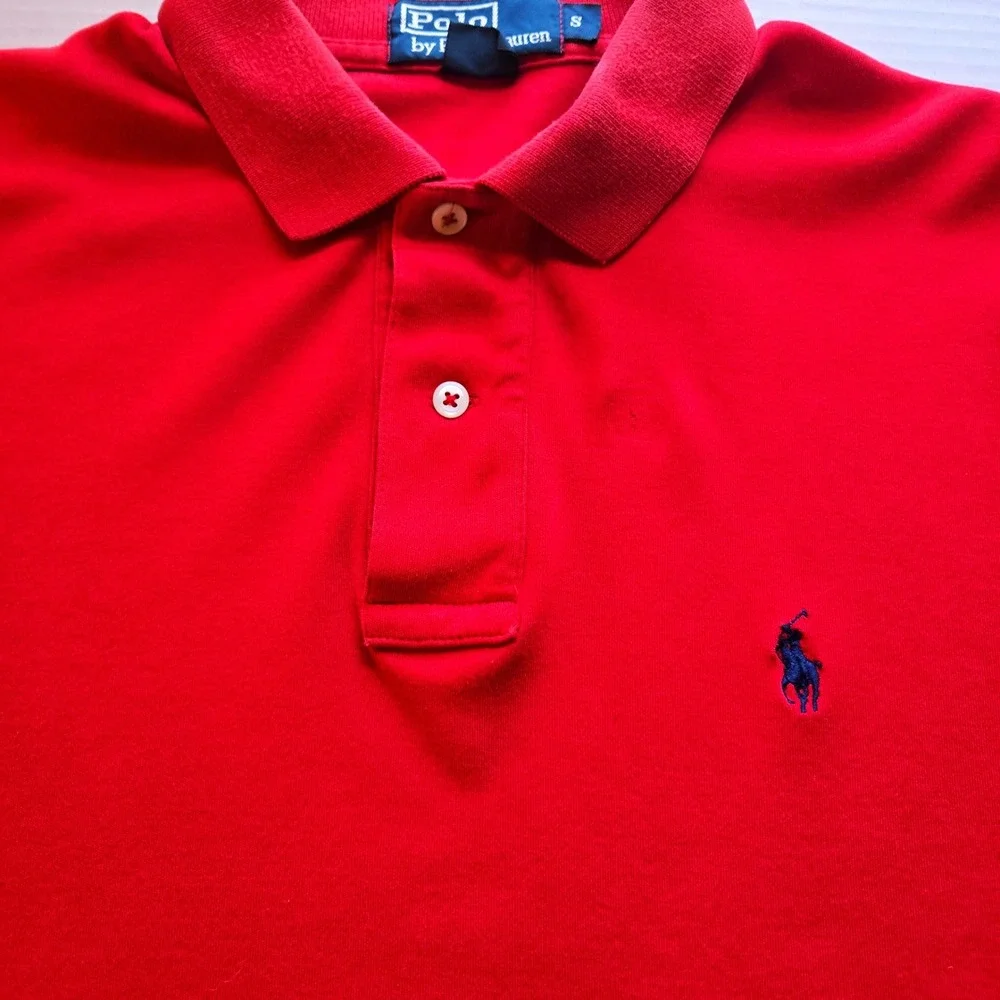 Polo Ralph Lauren Mens Small Red Short Sleeve‎ Pique Cotton Polo Shirt Classic